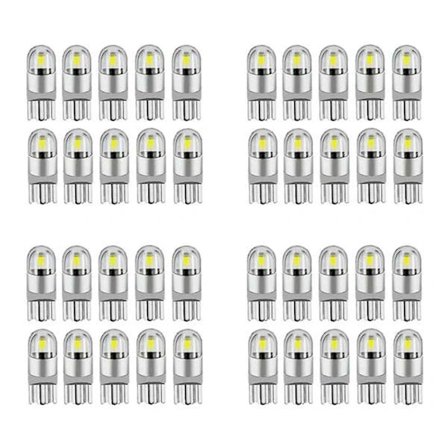 40 st LED-lampor T10 168 194 W5W Kupé Registreringsskydd Sidomarkering Vit 6000K Canbus