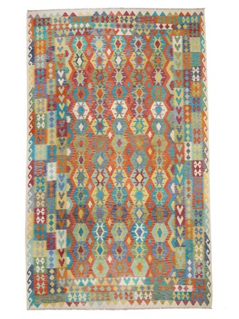 Hand Woven Kilim Afghan Old Style Rug 301X495 Wool Dark Yellow/Brown Large