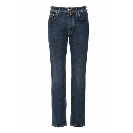 Jacob Cohën, Blue Cotton Jeans Blauw, Heren, Maat:W38,suede