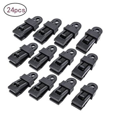 Sæt med 24 markise-måtteclips, plast, låsbar med takker