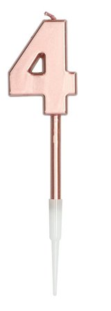 Tærtelys Rosaguld Metallic 14 cm "0-9" Ciffer 4