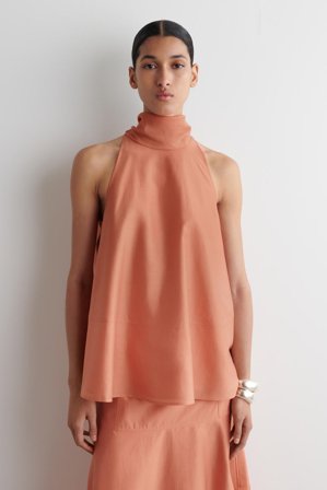 COS Women's Fluid Halterneck Top in Orange