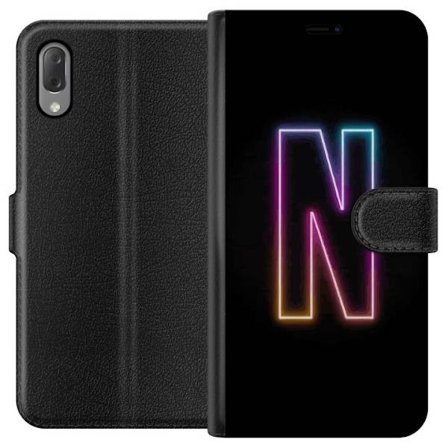 Yhteensopiva Lompakkokotelo Sony Sony Xperia L3 Minimalistinen neonkirjain N värinvaihtuvassa valossa mustaa taustaa vasten