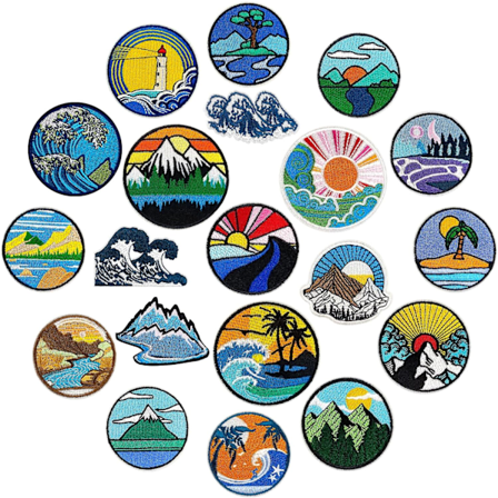 20 stk. camping udendørs broderi patches, naturlandskabs patches