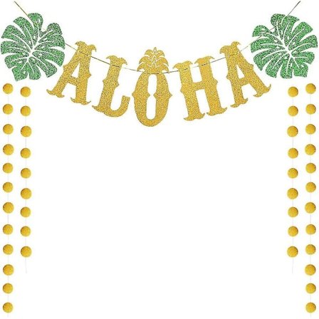 Wabjtam Hawaii Aloha Party Dekorasjon Stor Gull Skinnende Aloha Banner For Luau Party Rekvisita Gaver