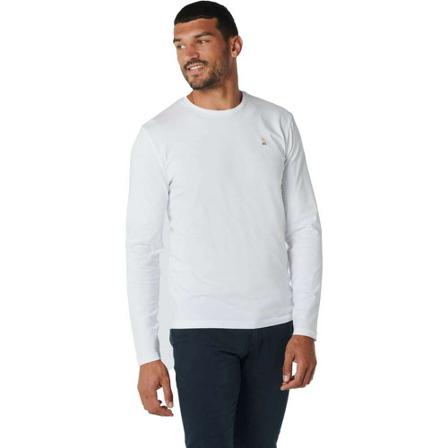 No Excess, T-shirt long sleeve crewneck solid white Wit, Heren, Maat:2XL