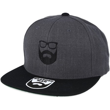 Bearded Man - Grey - snapback - Cap - Logo Charcoal/Black Snapback - Hatstore