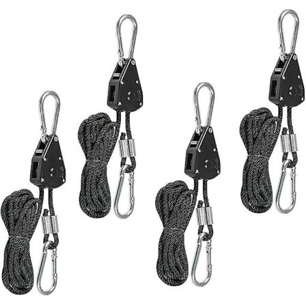 4 stk. kraftige taulåser med kroker, justerbar taulås for plante belysning, 68 kg, lettvekt