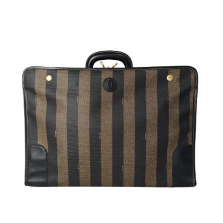 Fendi Vintage, Pre-owned Coated canvas handbags Bruin, Dames, Maat:ONE Size,strepen