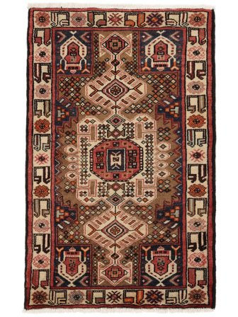 Noué À La Main Hamadan Tapis 80X129 De Laine Noir/Marron Petit