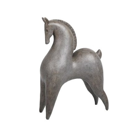 Dekorativ polyresin hest, grå, 23x11x31 cm