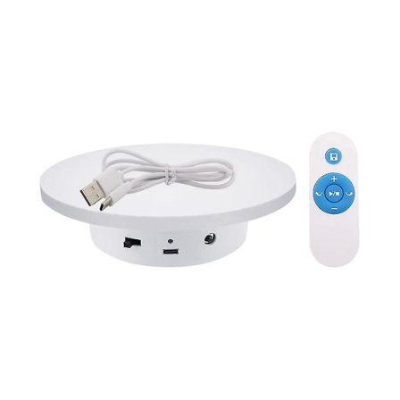 Kiertävä näyttöteline Säädettävä nopeus Kaukosäätimellä 5,1 tuuman halkaisija 11 paunan kuormituskapasiteetti Tyyppi-(Valkoinen)