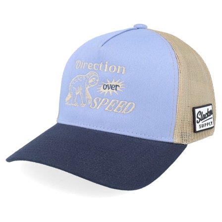 Slacker Supply - Béžová trucker Kšiltovka - Direction Over Speed Light Blue/Khaki/Navy A-frame Trucker @ Hatstore