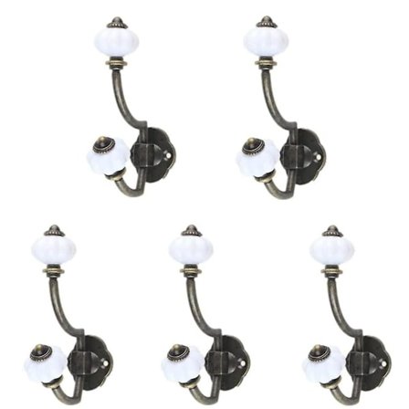2023 Retro Bronze Ceramic Coat Hooks, Pack Of 5 Pastoral Style Wall Hooks Hat Hooks Door Hooks