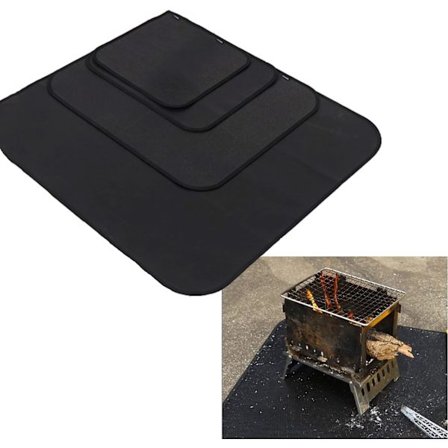 Eldstadsplatta, 60*52cm Under Grillmatta BBQ-skydd för vedbrännare, Skydda gräs golv däck, Svart- L