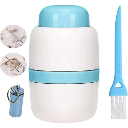 SDIGV Pilledeler, 1/4 Dele, 1/2 Dele Robust Pilledeler, Skjult Blad, Ideel til at Skære Vitaminer, Tabletter (Blå) (FMY)