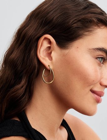 Pandora Organically Shaped 14K Gold-Plated Hoop Earrings - Gold - ONE SIZE