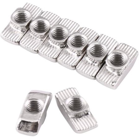 50 st kolstålpläterade Winc T-muttrar hammarhuvudskruvar för aluminiumprofil snickeri (EU30-M4*15.5*8)