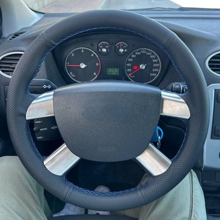 Bilratt skydd halkfritt konstläder original rattfläta för kompatibel med Ford Kuga Focus 2 C-Max biltillbehör