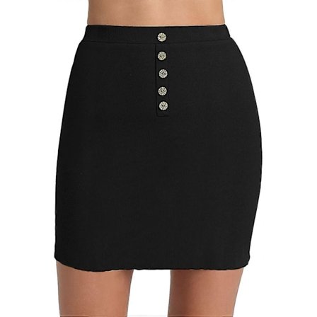 Ribbad kjol för kvinnor, elastisk hög midja, pennkjol, kort minikjol S-2xl