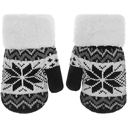 Barnevotter med snor Vinter Varme Stretch Strikket Fu