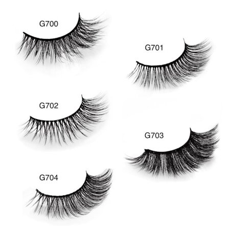 5 par falske øyevipper - 3D faux mink - Svart