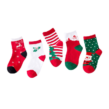 Par julbarnstrumpor Bomullsstrumpor Juldresssockor för 4-6 år (julmixpaket)