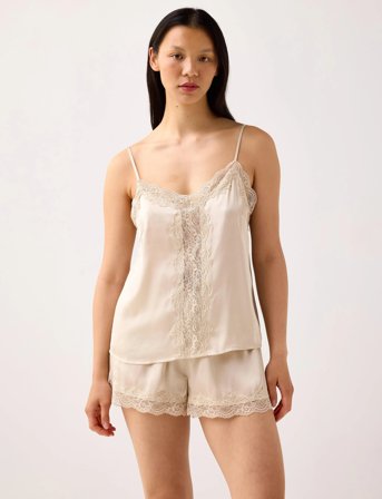 Lindex Camisole Lace Satin - Beige - M