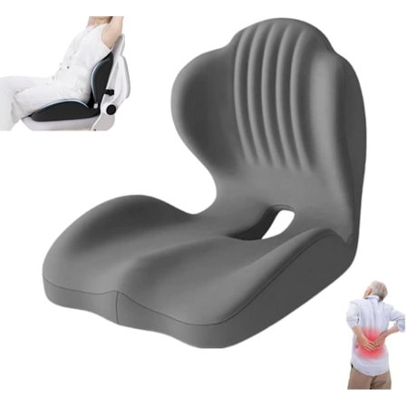 L-muotoinen muistivaahtomuovinen istuintyyny ristiseläntuella – ortopedinen ergonominen tyyny tuoliin, toimistoon, kotiin ja autoon