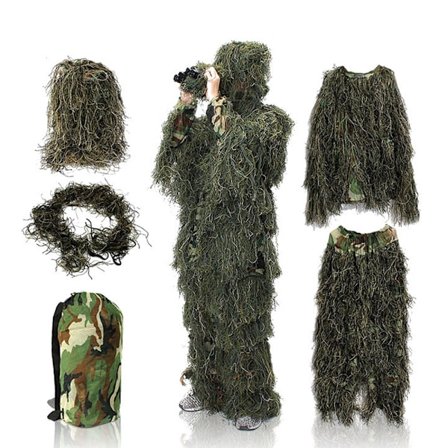 Ghillie-dragt, 3D-camouflage jagttøj med camouflage-elast