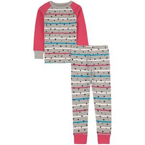 Hatley GOTS Confetti Hearts Printed Pajama Athletic Grey Melange 6 Years - Nightwear - 6 years - Grey