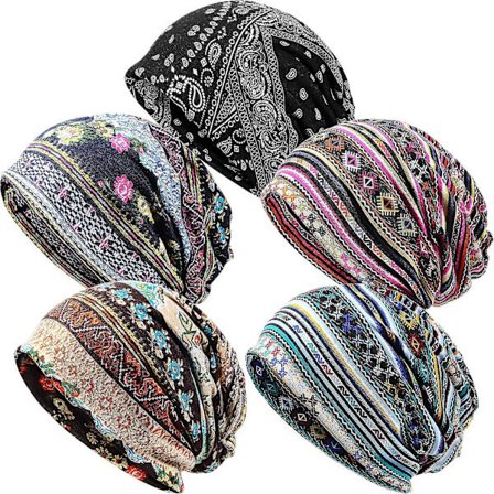 5 stk. Kvinders Slouchy Hue Hat Baggy Sleep Cap Turban