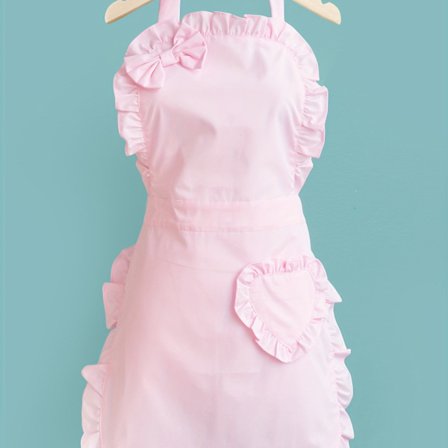 Pink Hjerte Ærmeløs Forklæde, Stilfuldt Flæse Design ved Hals & Talje, Ikke-Strækbart Stof, Perfekt til Madlavning, Bagning og Brug i Hjemmekøkkenet, 