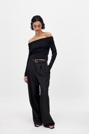 NA-KD Stickad vikt topp utan axlar - Off Shoulder toppar - Svart - XS (EU 32)