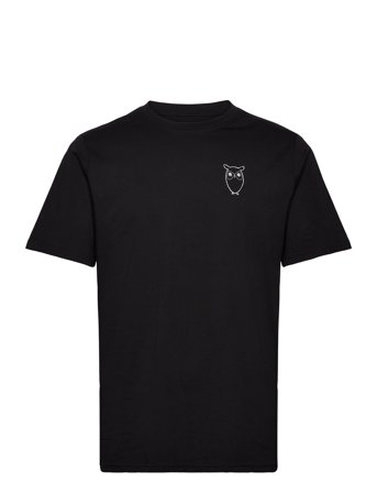 Knowledge Cotton Apparel Owl Chest Tee - Gots/Vegan - Black - S