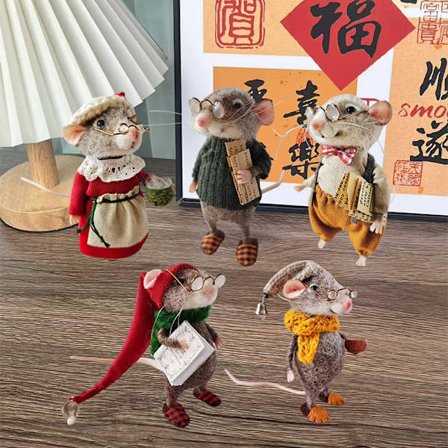 Filtet Muse-Kit Håndlavet Filtet Mus Jule Filtet Mus-FS-