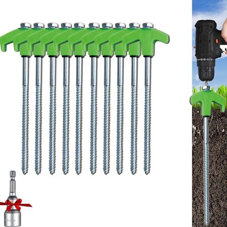 8" Kierrettävät telttakiilat - Maakiinnikkeet kierrettävät, Telttatapit retkeilyyn, 10 kpl Metalliset kierteitetyt telttapiikit 1 kuusiokantapäällä (