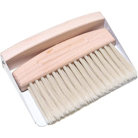 Bordbørste, smuleskrape, mini feiebrett og børste, trehåndtak, nylonbust, ideell for rengjøring av smuler fra benkeplater