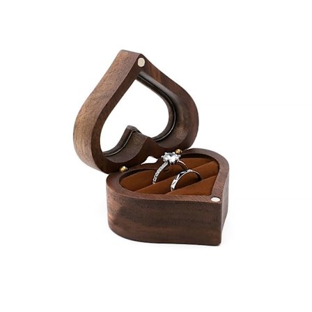 Trä smyckeskrin Heart Shape Ring Display Box