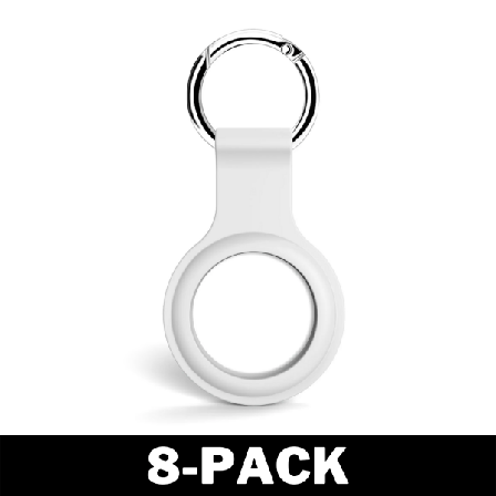 Airtag Apple Shell silikoni avaimenperällä valkoinen CNMR 8-Pack