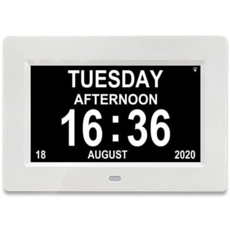 7 tommer LCD digital kalender ur dato og tid ur til forældre (hvid)