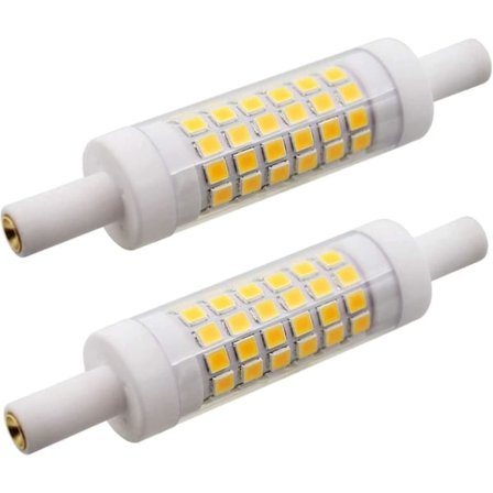 2 LED-lampor R7s 78 mm 5w 15 x 78 mm, Varmvitt 3000k, 220.00v [energiklass A+]