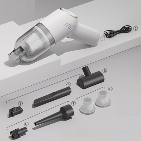 3-i-1 Bil Støvsuger, 12000 PA Bærbar Mini Trådløs Kraftfuld Bil Støvsuger, Multifunktionel Håndholdt Støvsuger med Type-C Oplader & 2