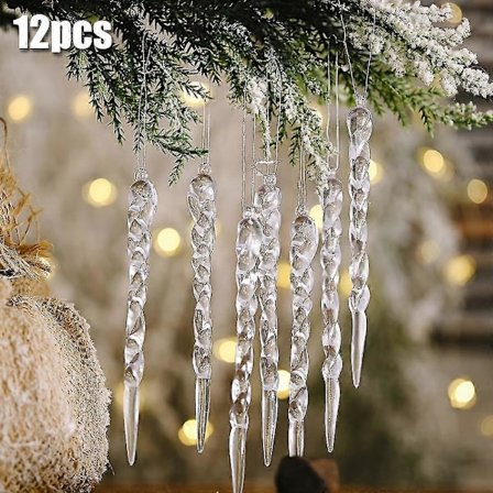 12 kpl Joulukuusen Jääpuikko Koriste Ripustus Joulu Kotibile Sisustus Rekvisiitta