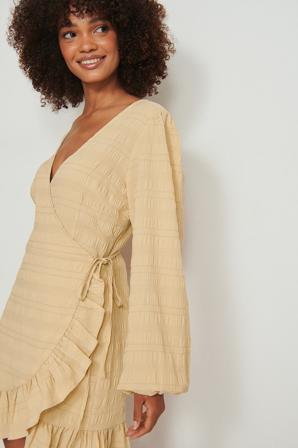 NA-KD Robe mini portefeuille structurée - La petite robe noir - Beige - EU 34