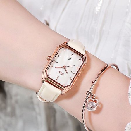 Klokker for kvinner - Trendy, enkel, avslappet, med belte, kalender, kvarts, vanntett