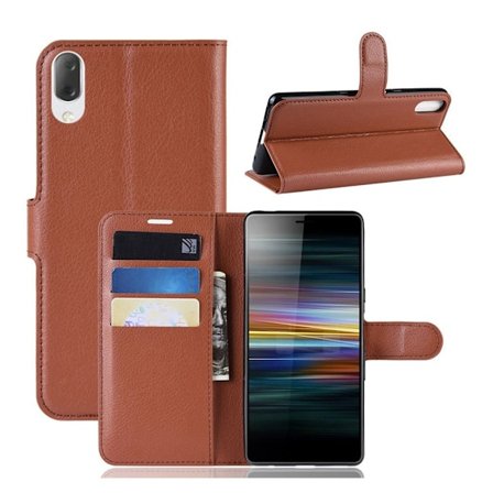 Sony Xperia L3 litchi- lædercover - brun