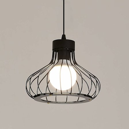 Retro industriell hängande lampa, vintage taklampa i metallbur, 23 cm svart, E27-sockel