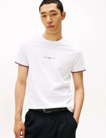 Tommy Hilfiger Tommy Logo Tipped Tee - White - XXXL