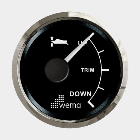 Wema Triminstrument 10-190 ohm (ner-upp) svart Silverline för marin användning i rostfritt stål och glas